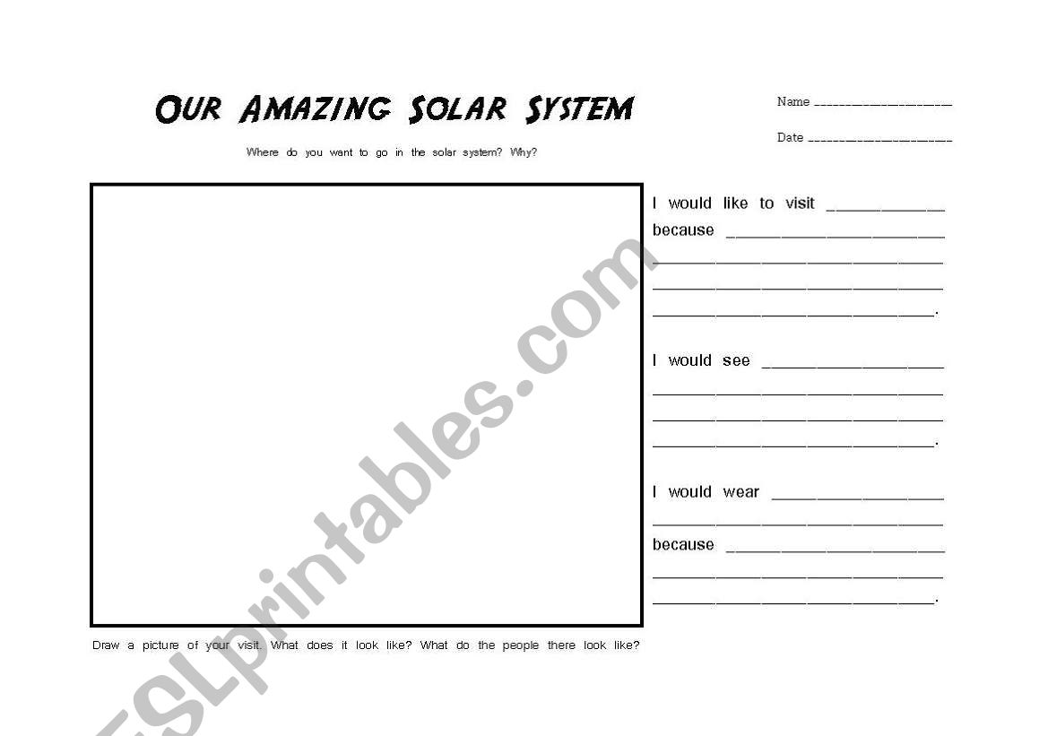 Our Amazing Solar System worksheet