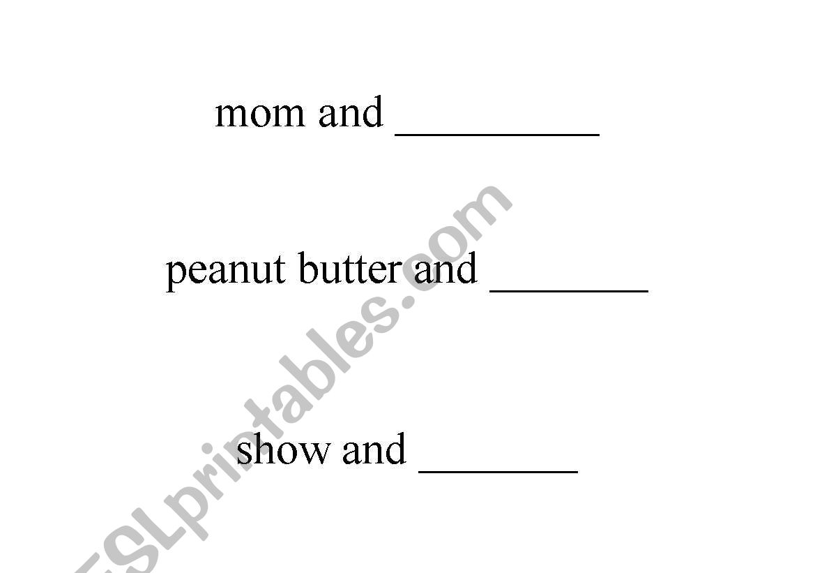 Word Pairs worksheet