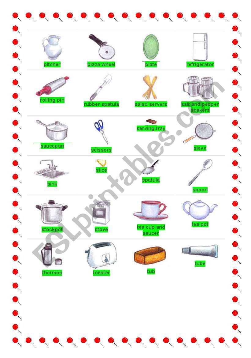 Household Items Pictionary - ESL worksheet by serkanserkan