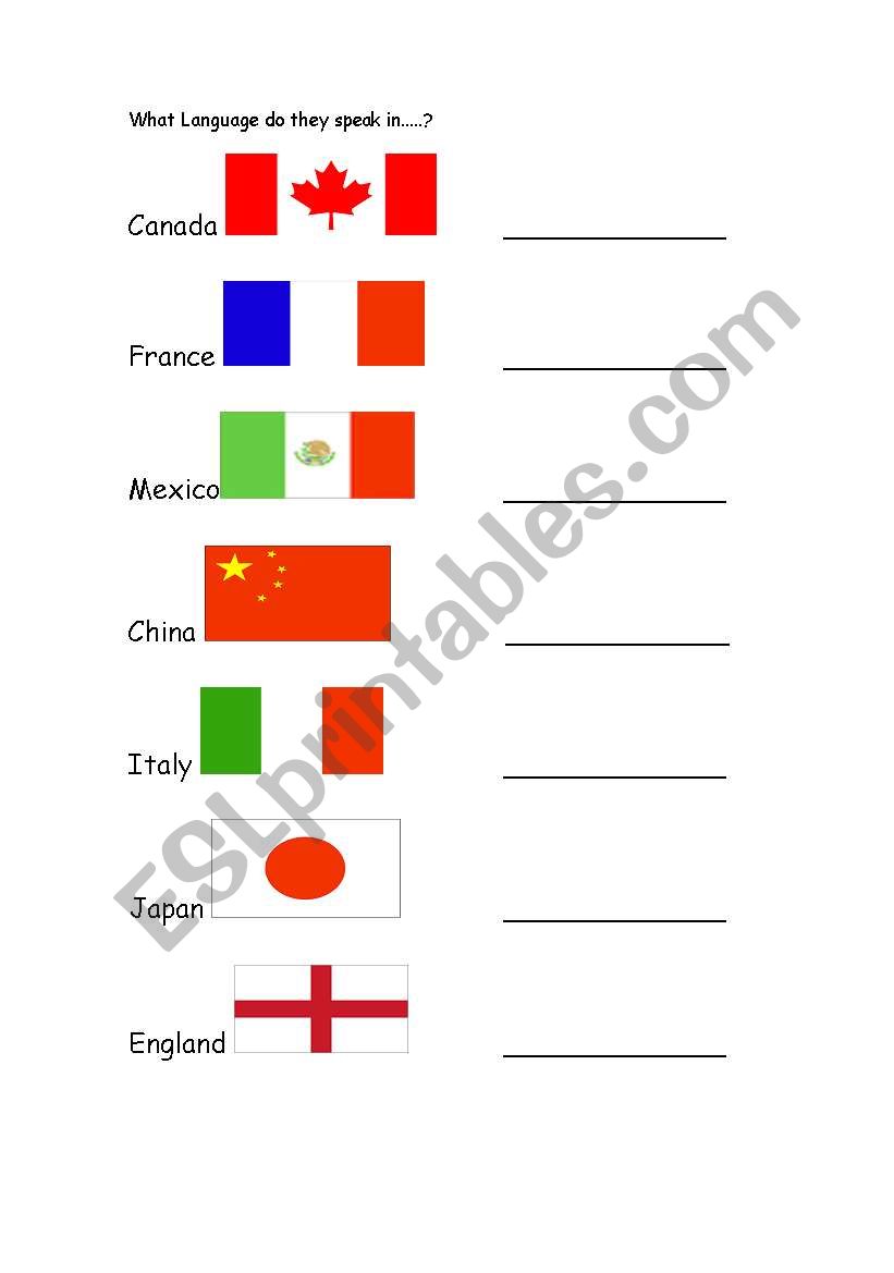 countries and flags worksheet