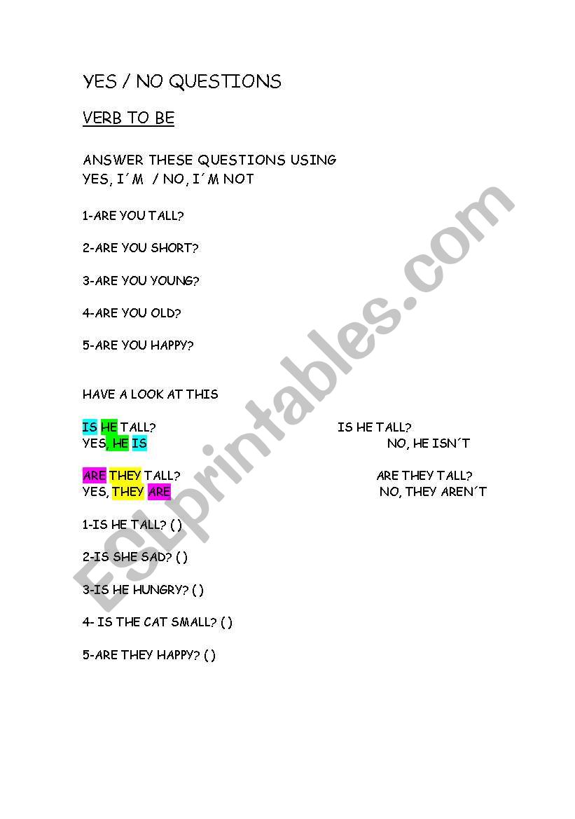 verb To Be worksheet