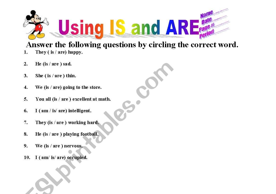 Using IS and ARE worksheet