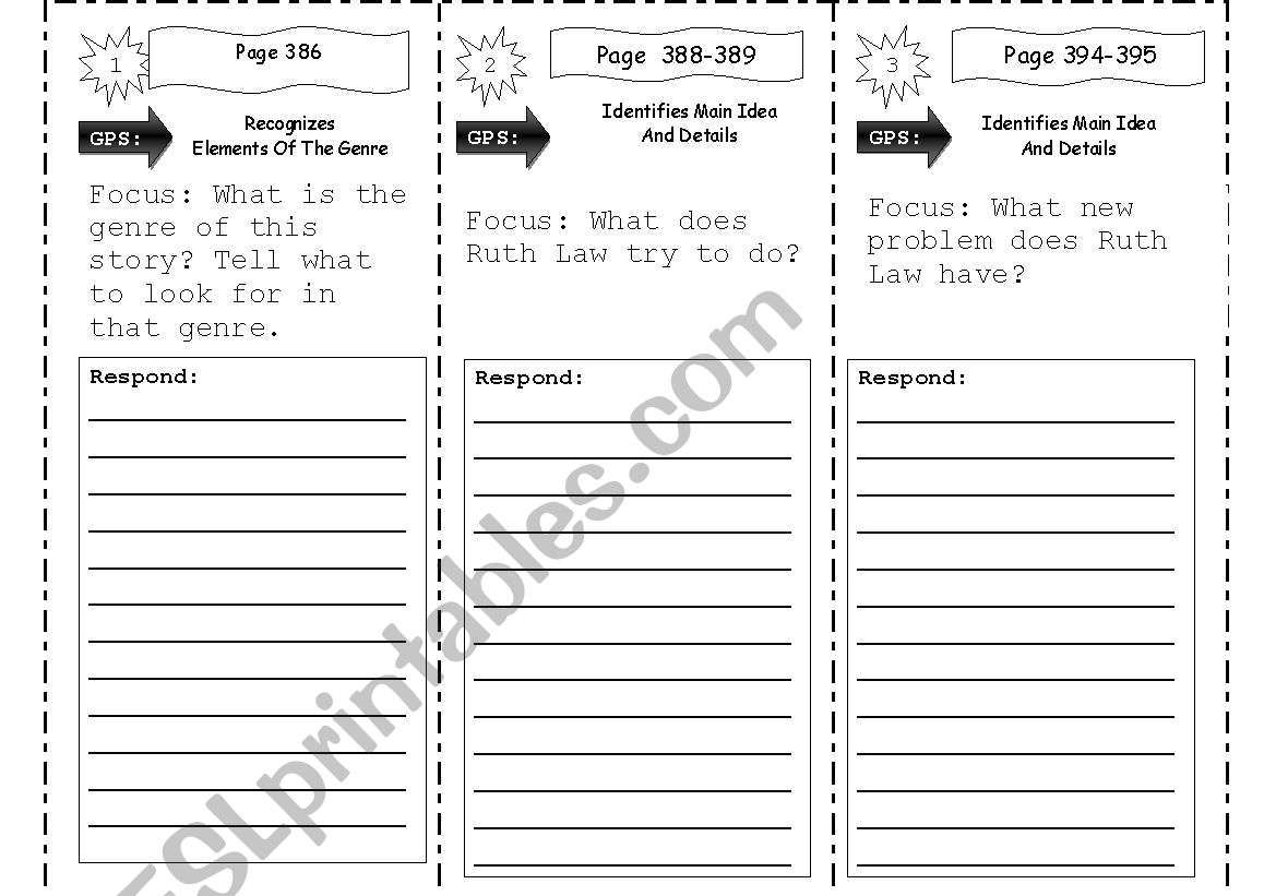 Reading Trifold worksheet