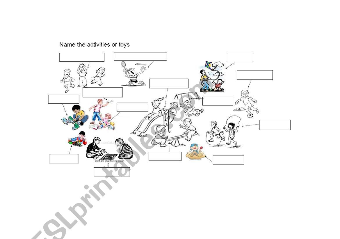 Toys and activities worksheet