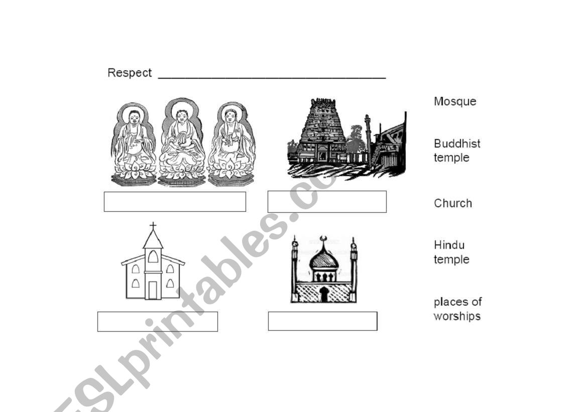 places of worships worksheet