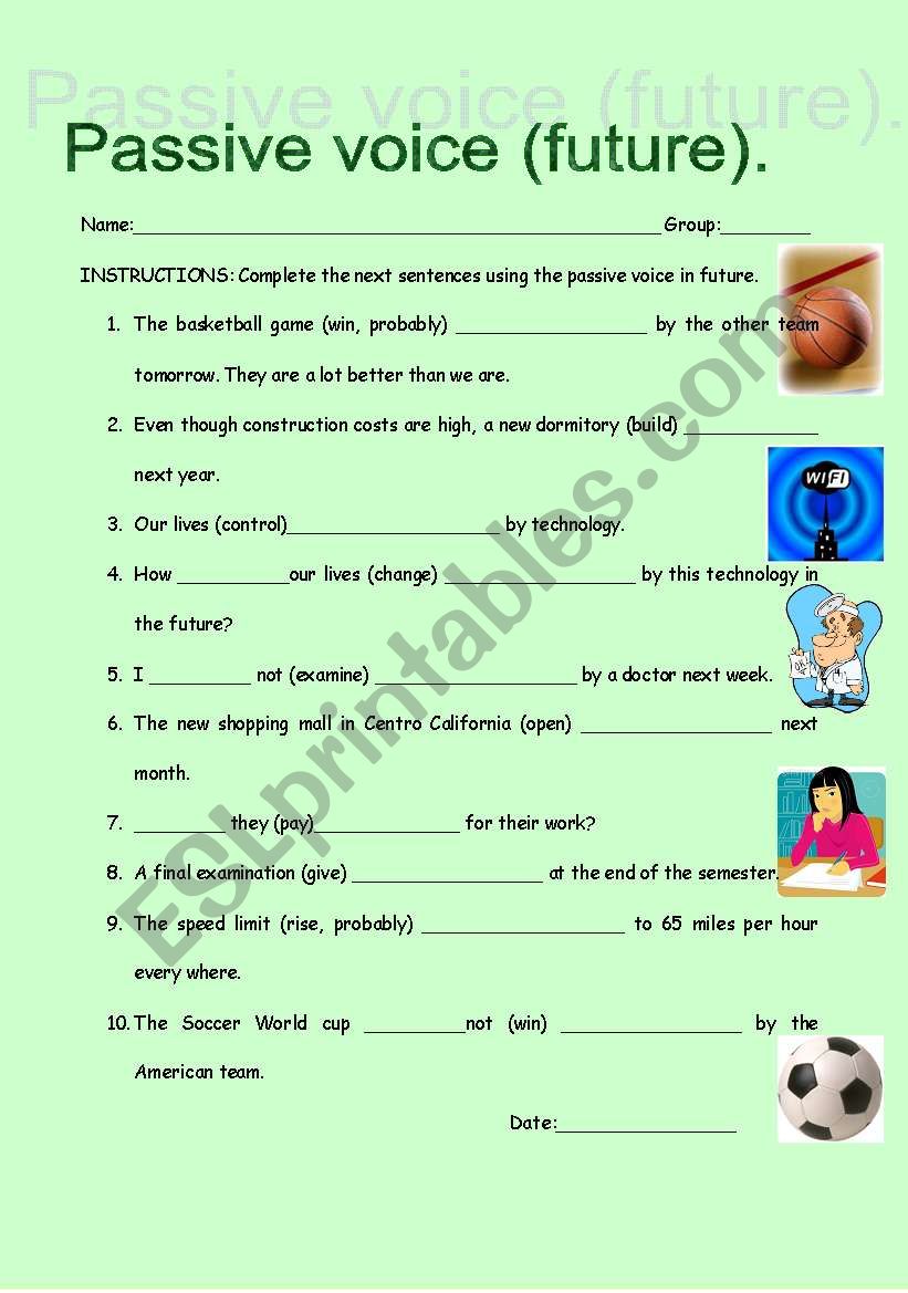 Passive Voice In Future Tense ESL Worksheet By Carinocitalgonzalez