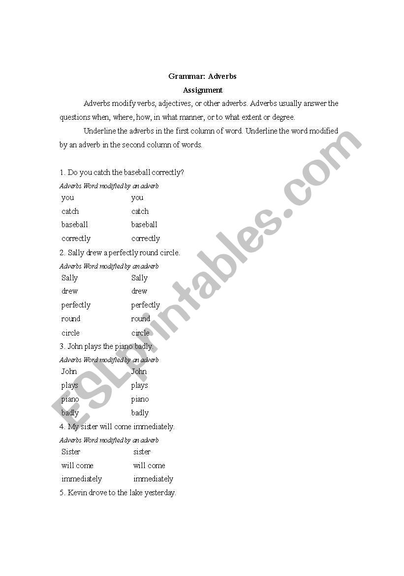 Adverb Exercises