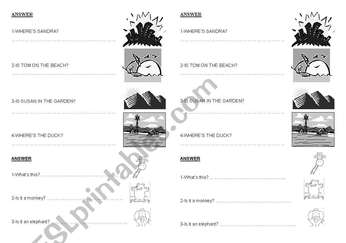 Places and animals worksheet