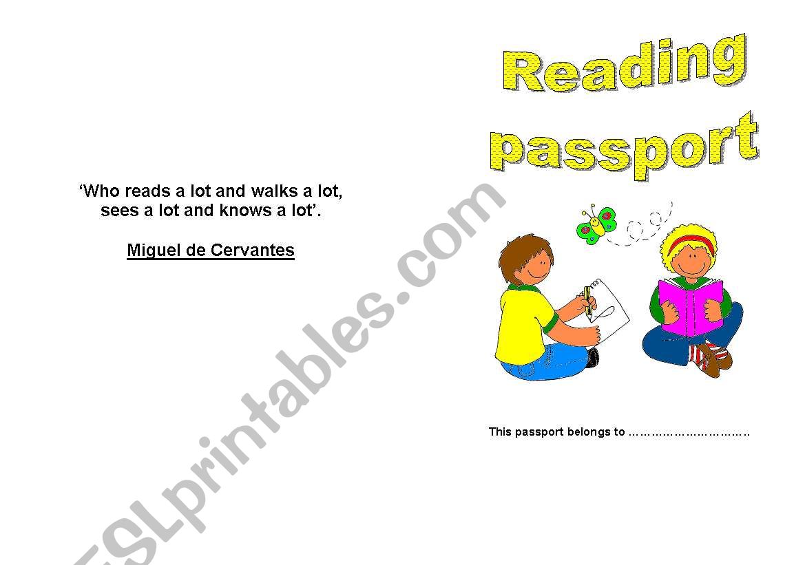 Reading passport worksheet
