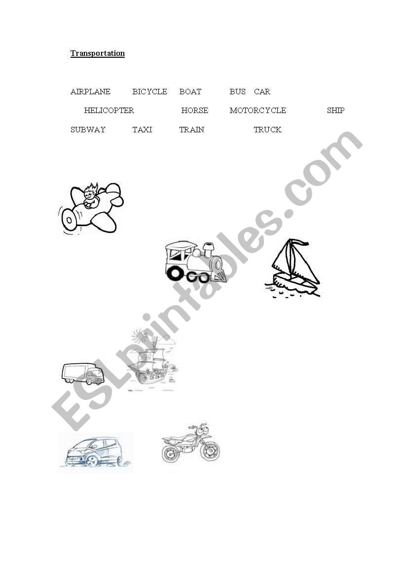 transportation worksheet