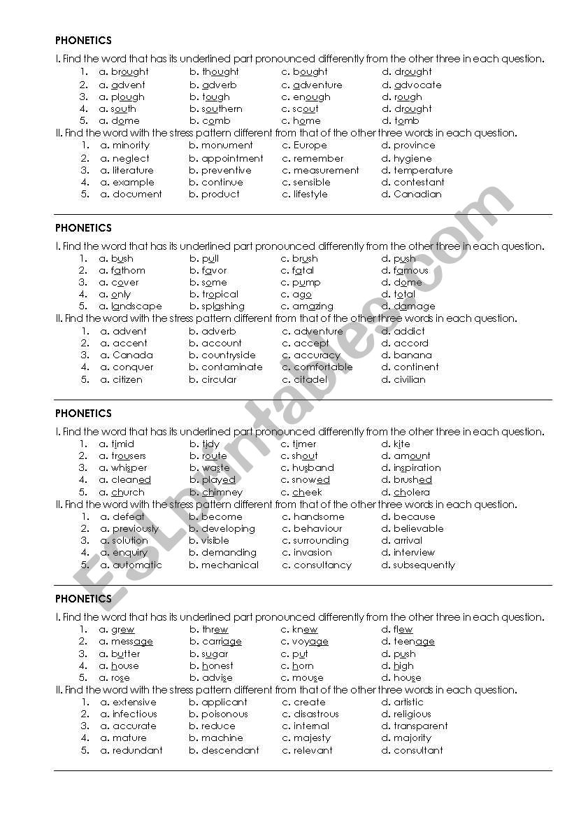 Phonetics worksheet