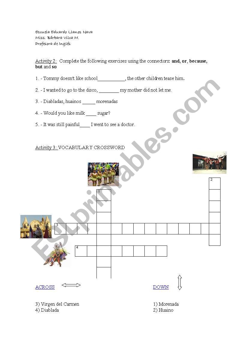 USE OF CONNECTORS worksheet