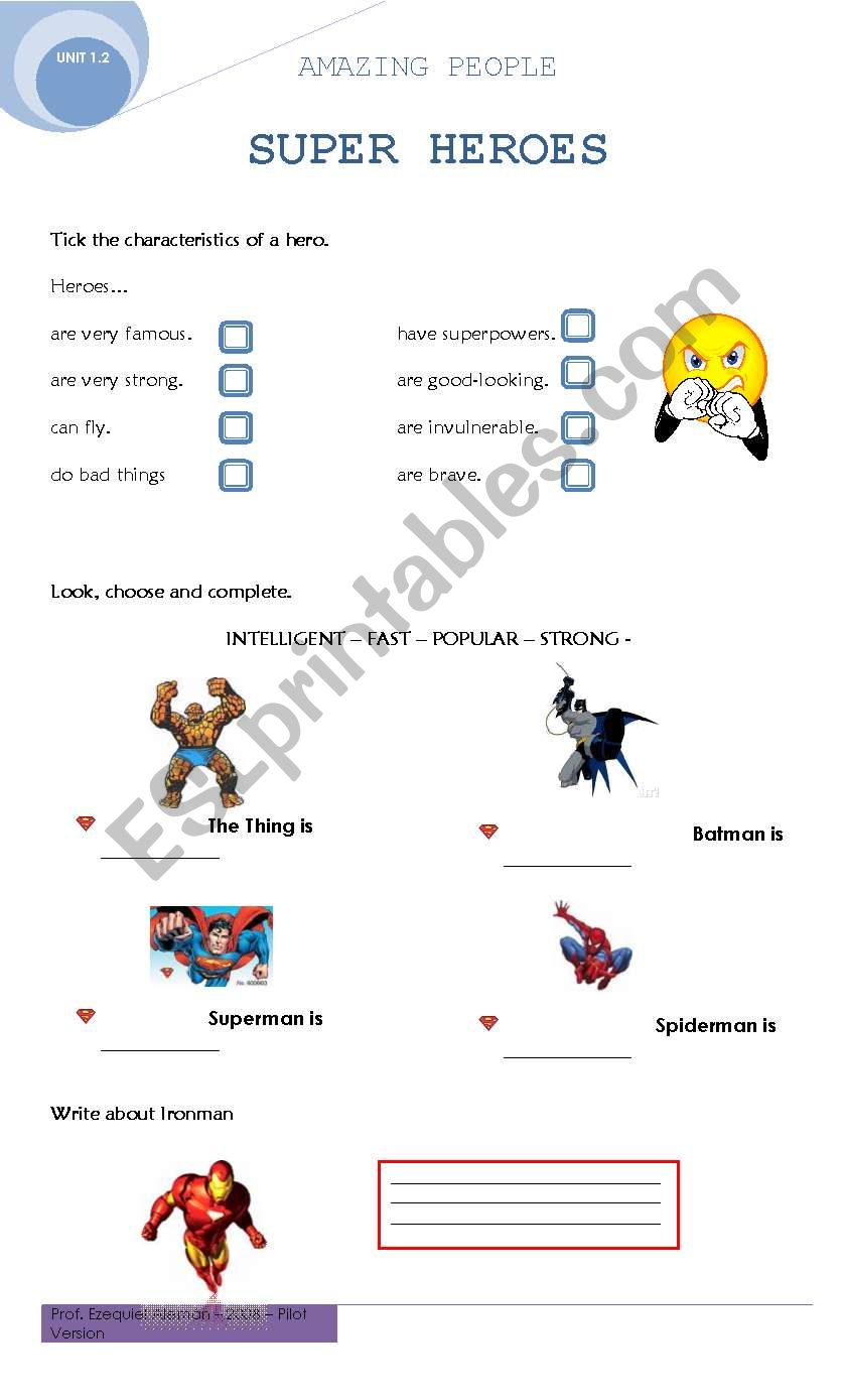 Super Heroes - ESL worksheet by efatalini