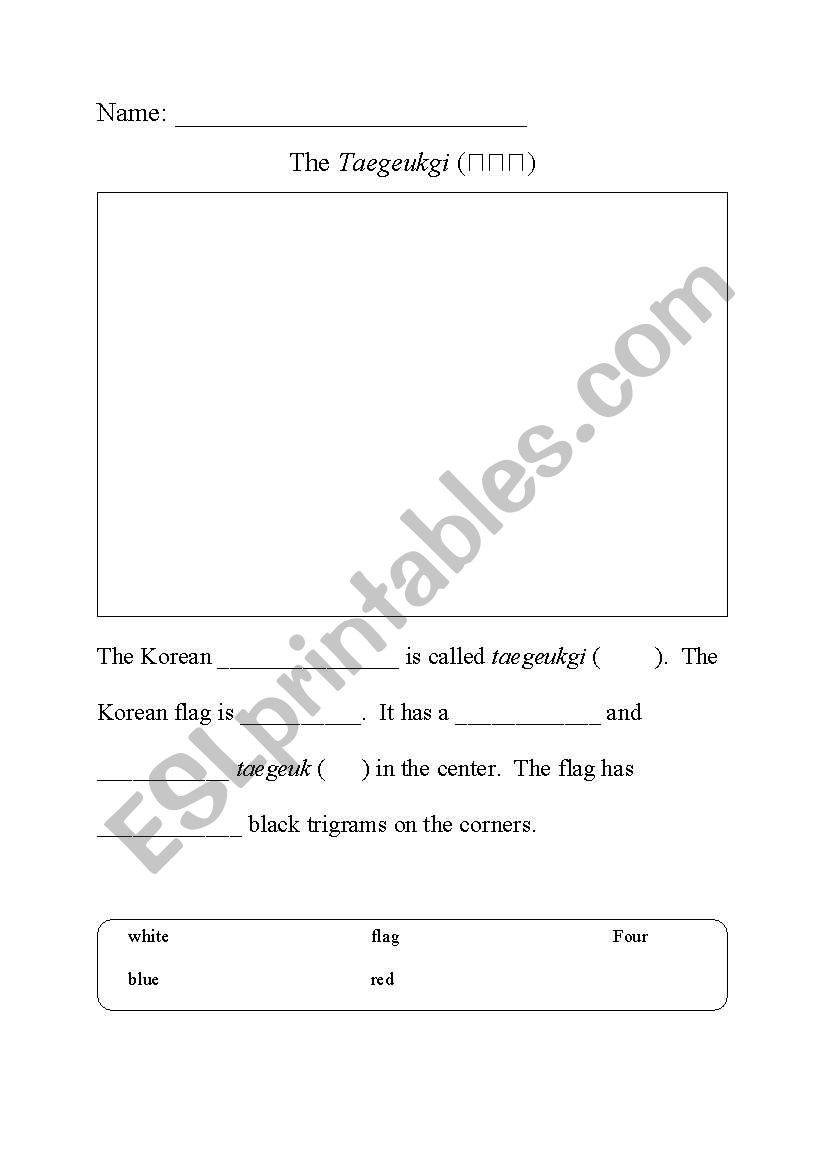 The Korean Flag Description worksheet