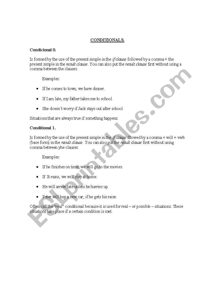 conditionals worksheet