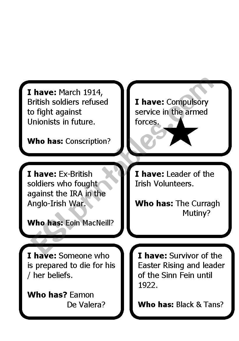 Irish History worksheet