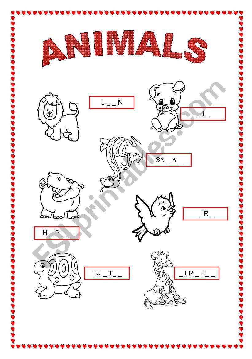 English worksheets: ANIMALS