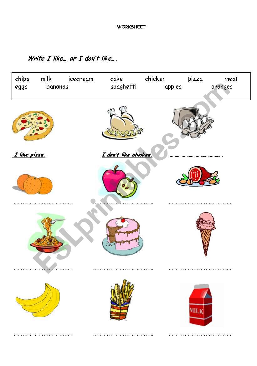 Food - Like Don´t like - ESL worksheet by Ali Güldaş