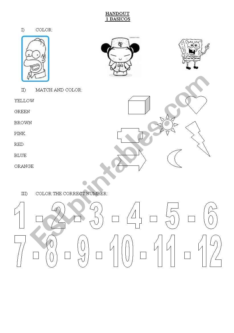 numbers colours and animals worksheet