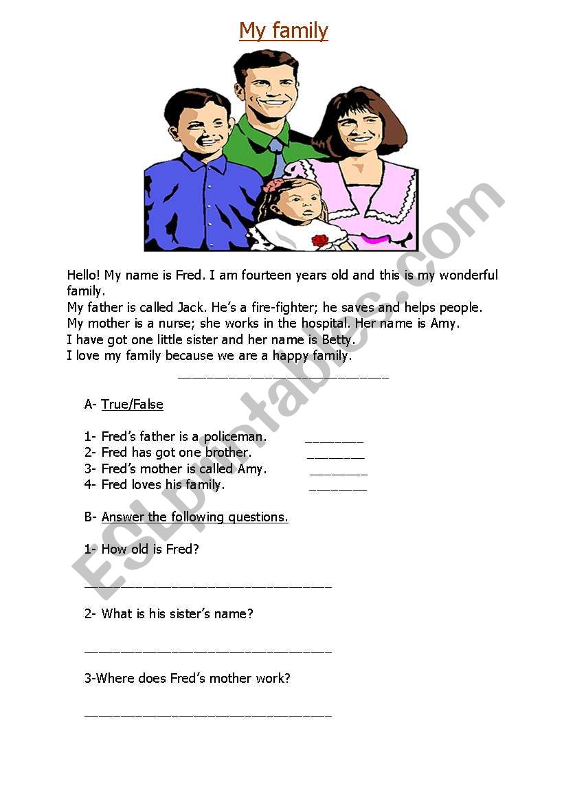 my family worksheet