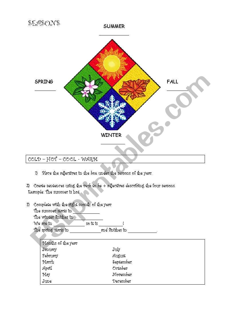 Seasons of the year worksheet