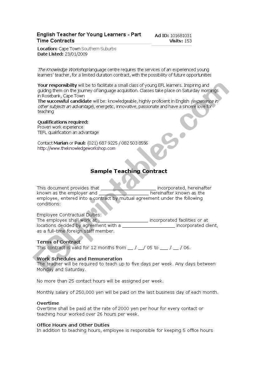 contract worksheet