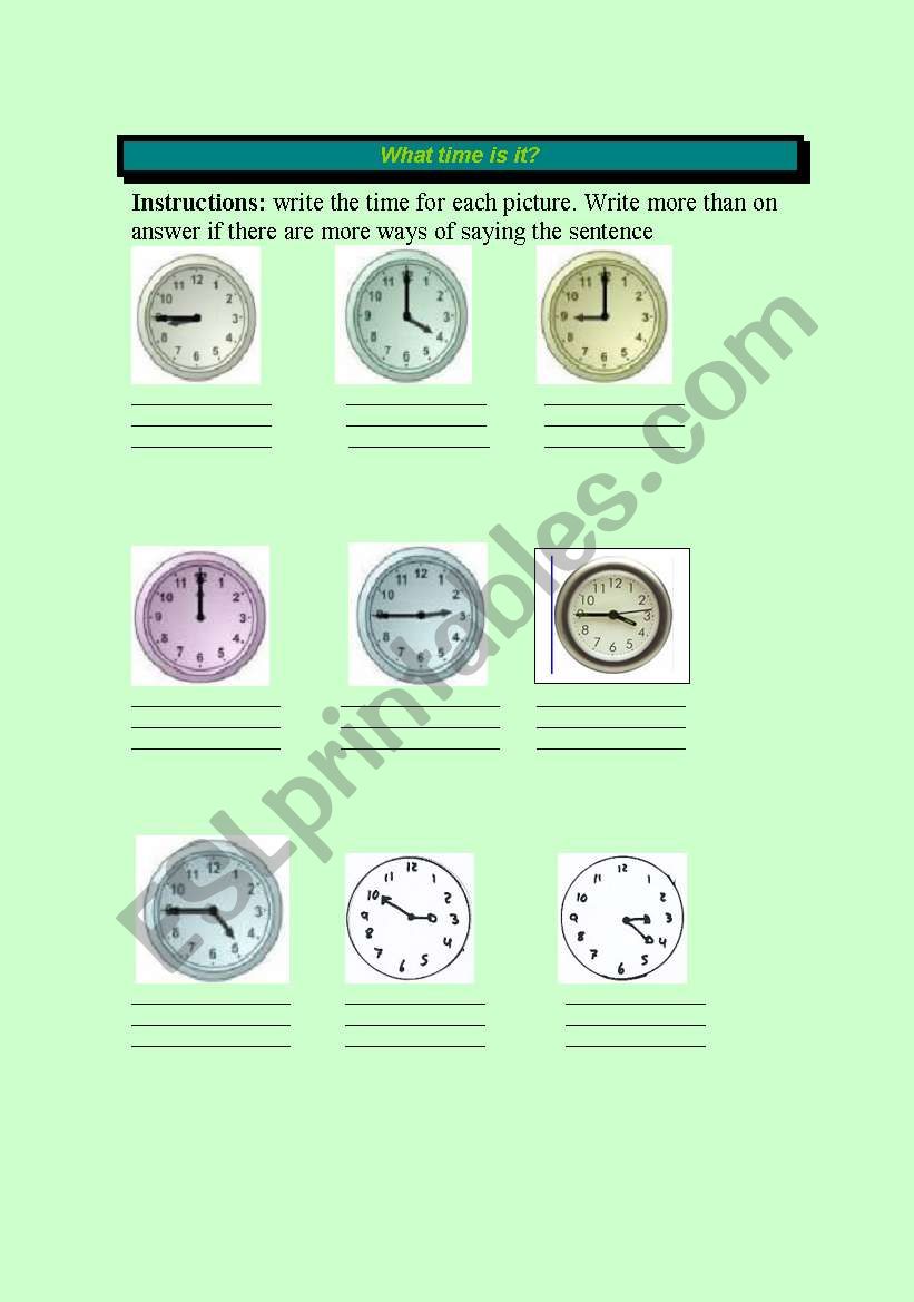 What time is it? worksheet