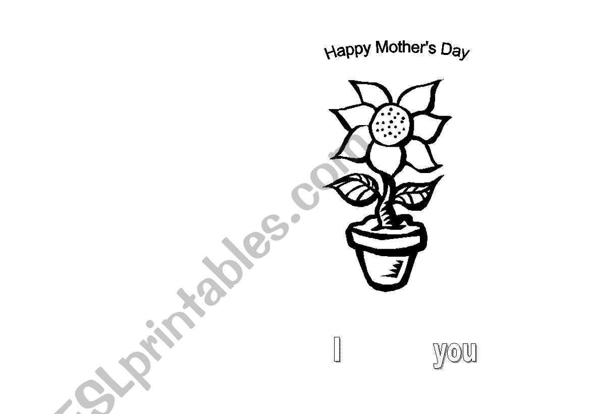 English Worksheets Mother´s Day Card