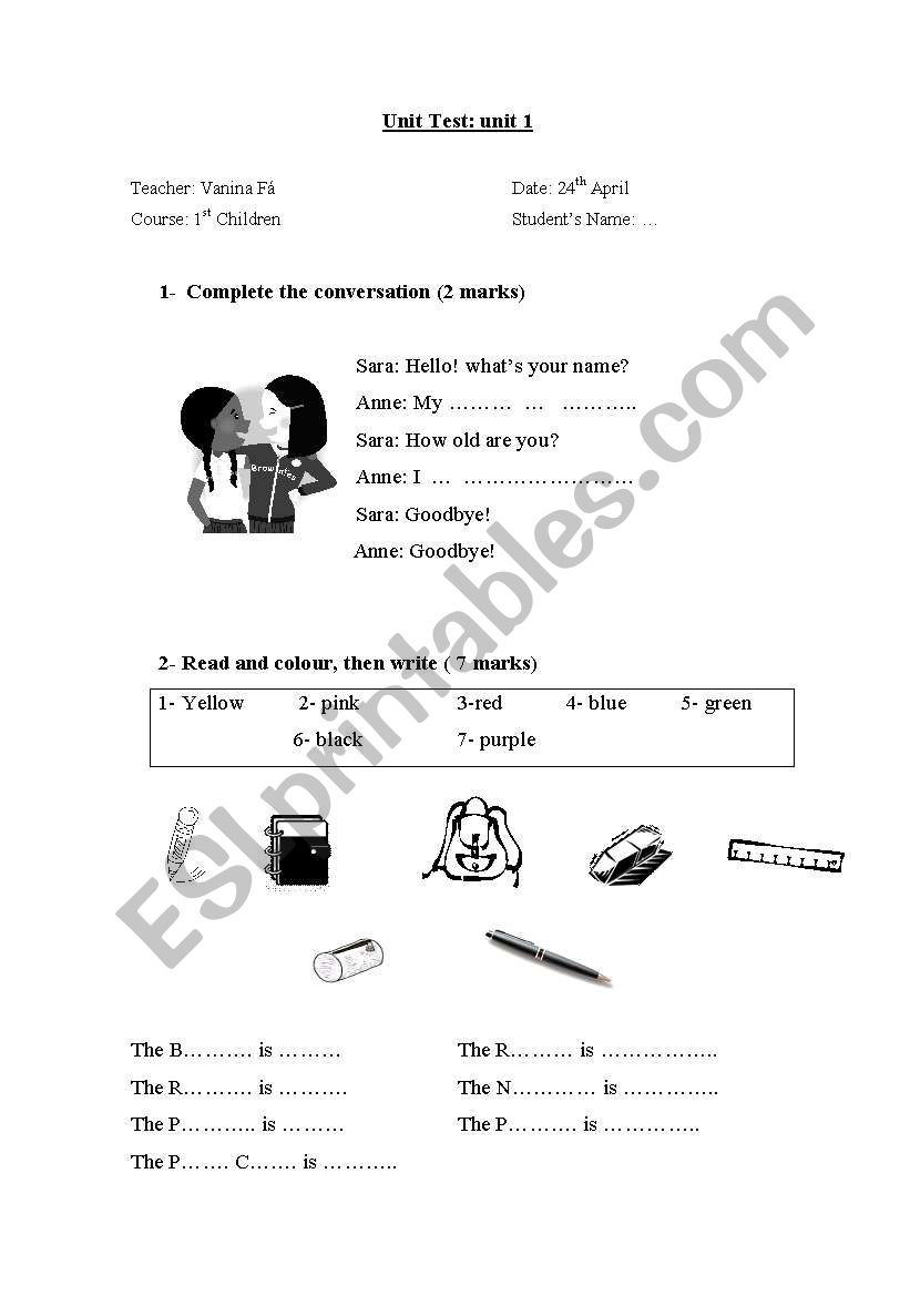 first children worksheet