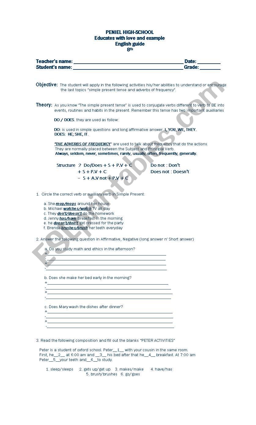 simple tense worksheet