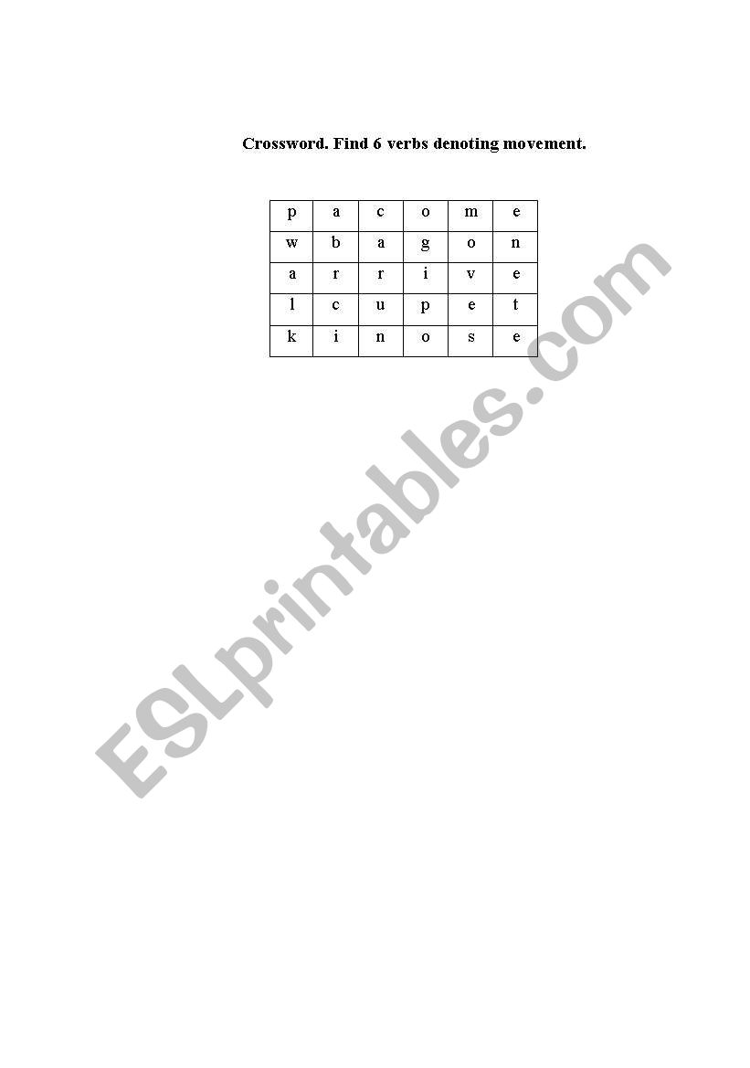 Crossword worksheet