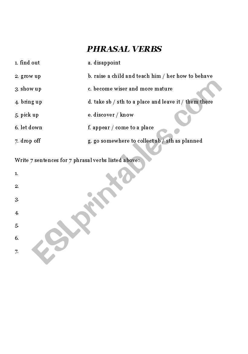 Phrasal Verbs worksheet