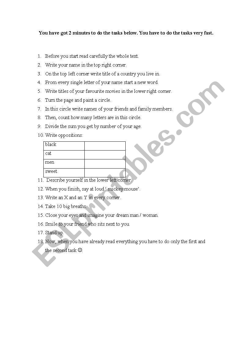 tricky tasks worksheet