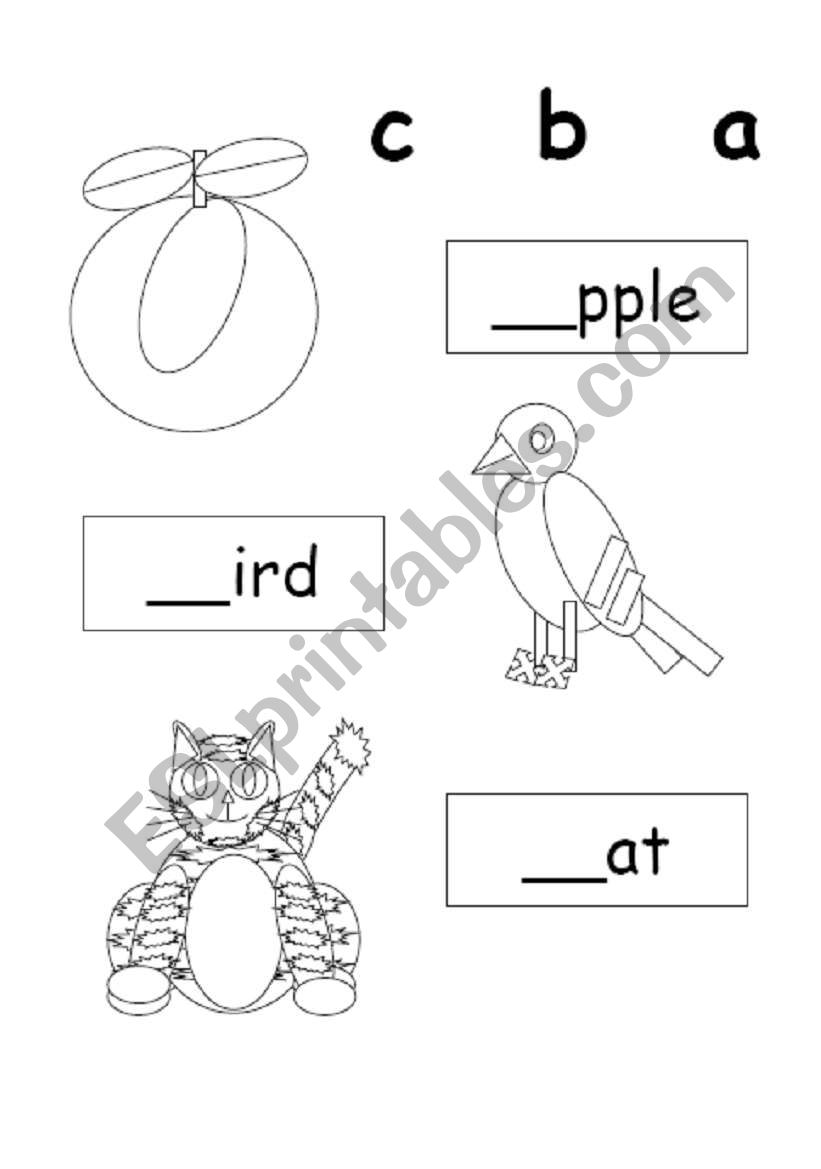 English worksheets: first word