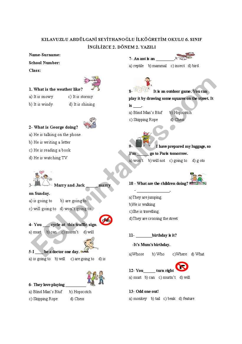 6th grade second term second exam