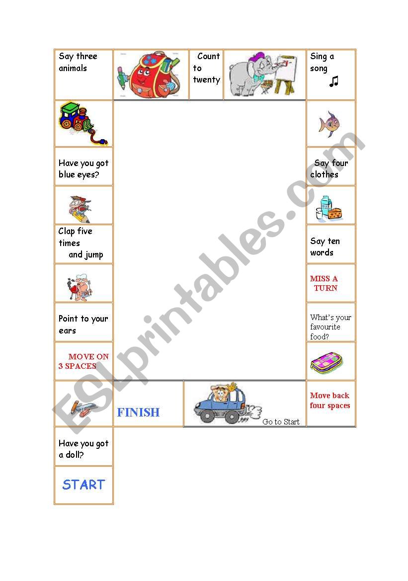 Boardgame worksheet