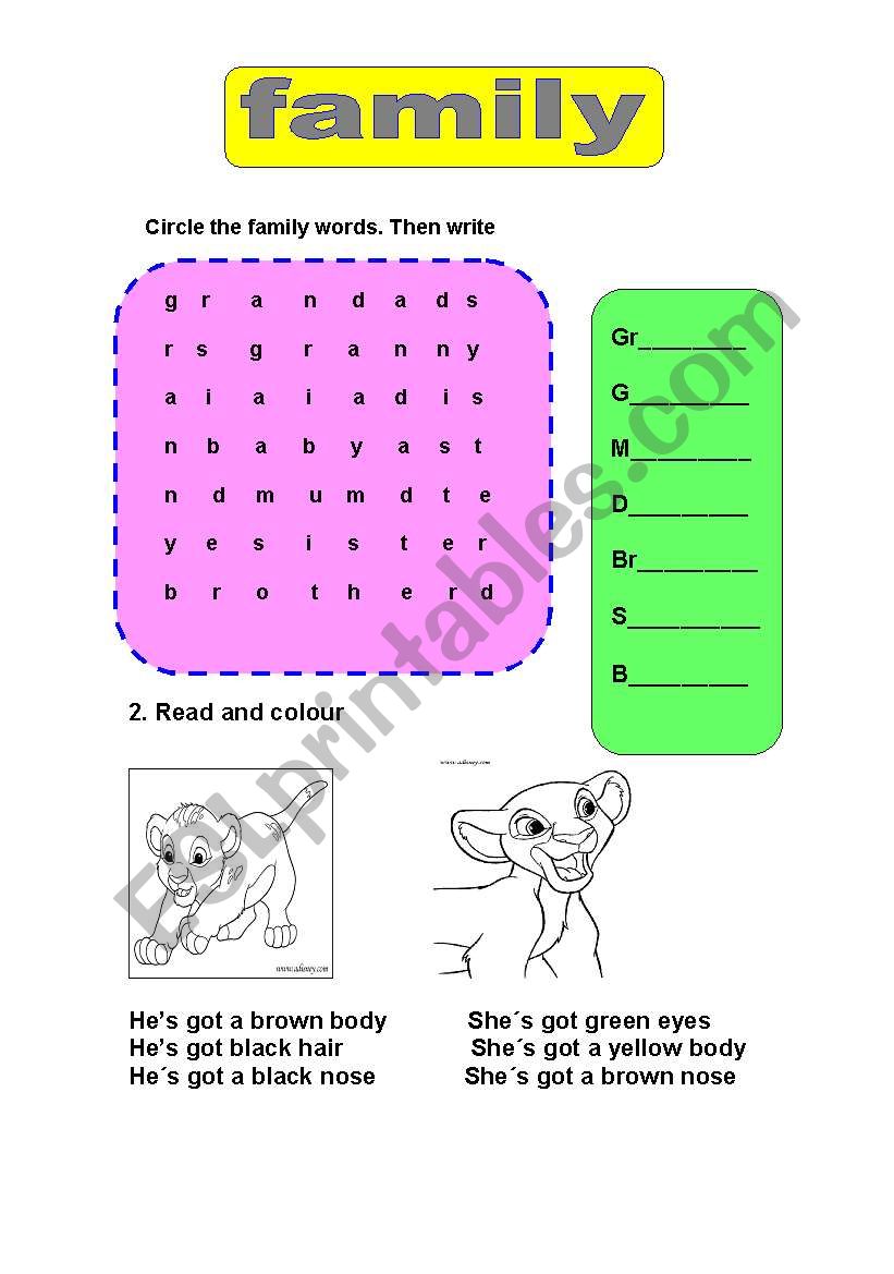 family worksheet