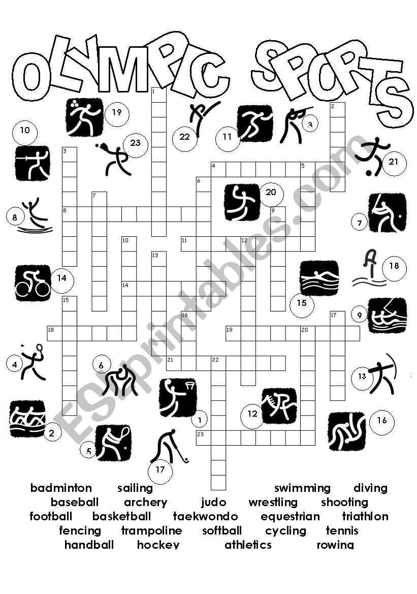 Olympic Sports Crossword ESL worksheet by me_fig
