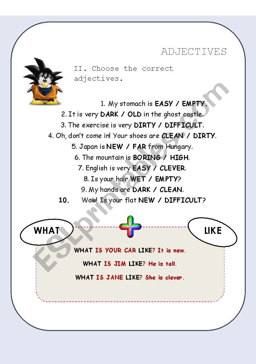 Adjectives Part 02 worksheet