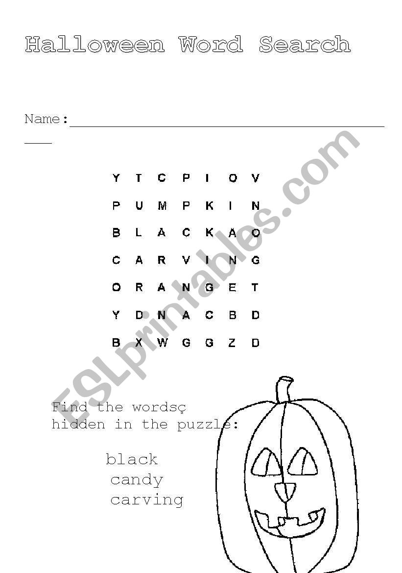 Halloween wordsearch worksheet