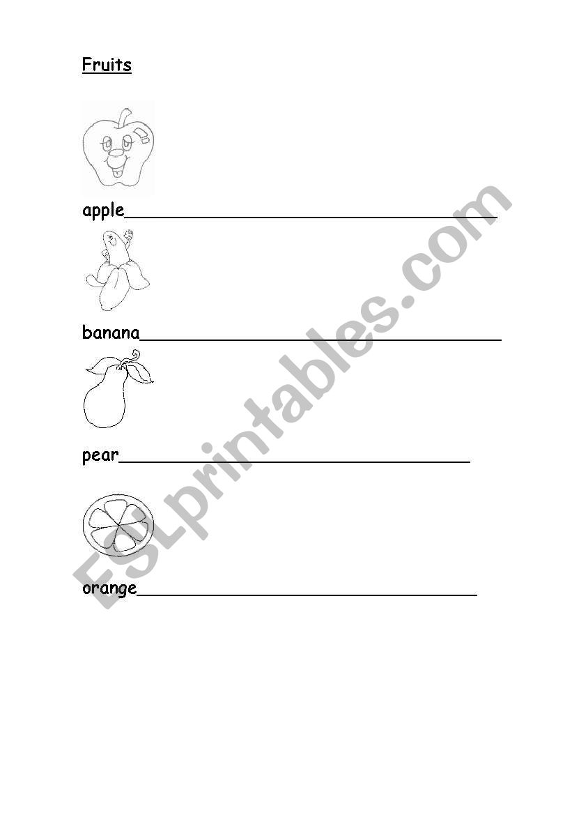 fruits worksheet