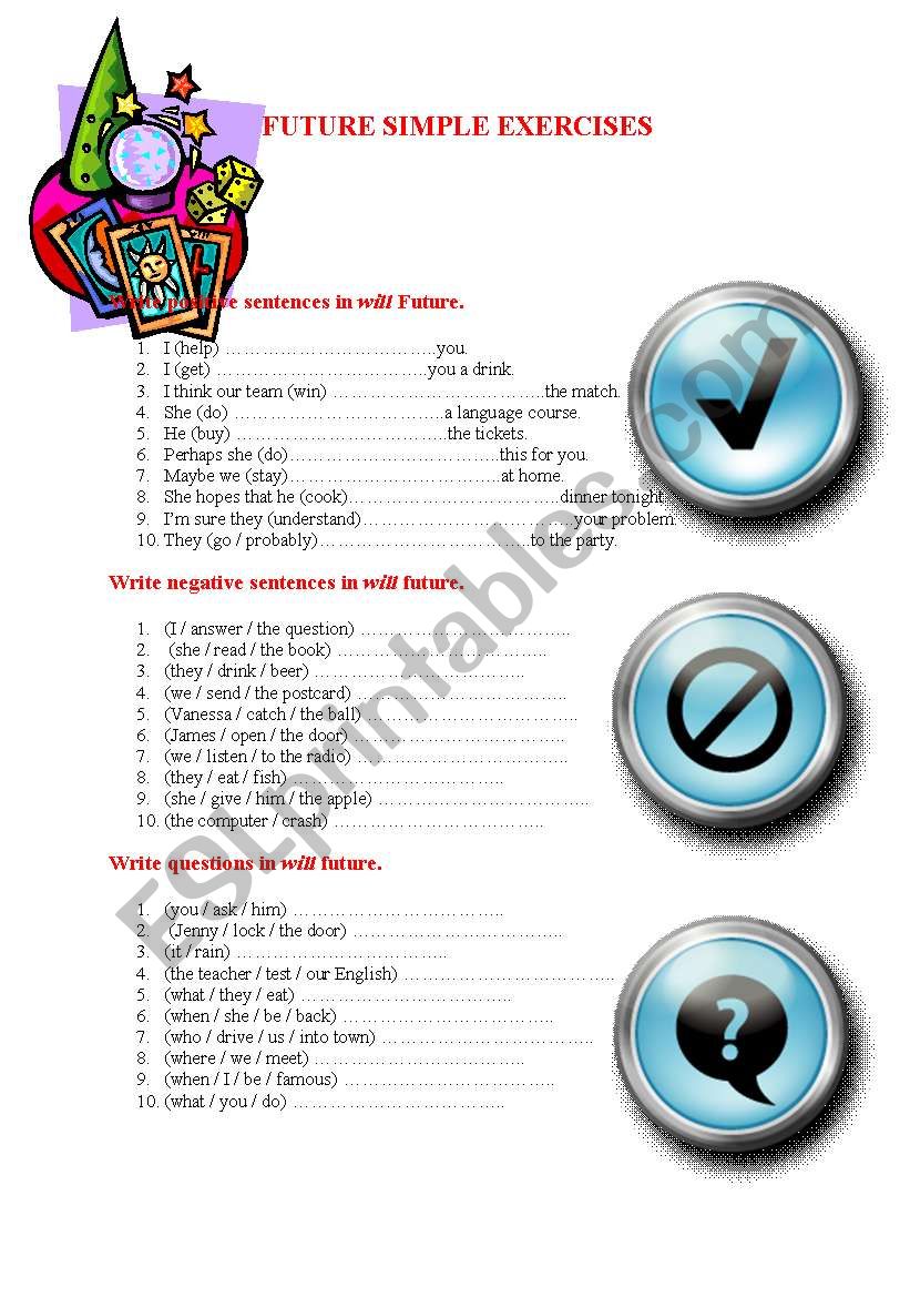 Future Simple Exercises worksheet