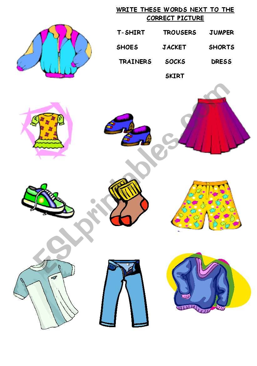 clothes worksheet