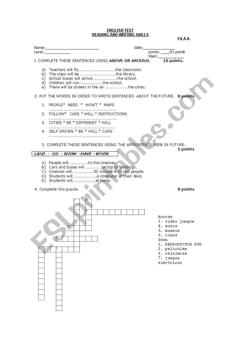 english text the city worksheet