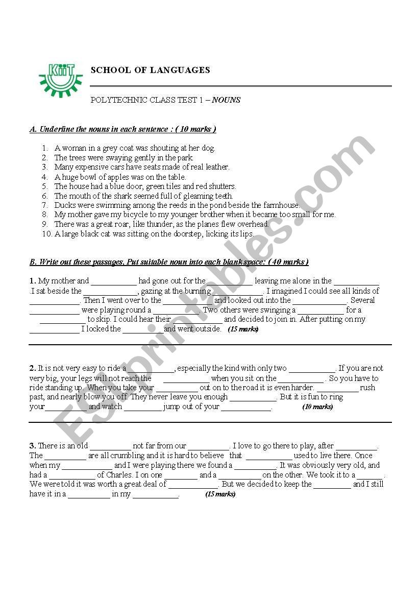 NOUNS  worksheet