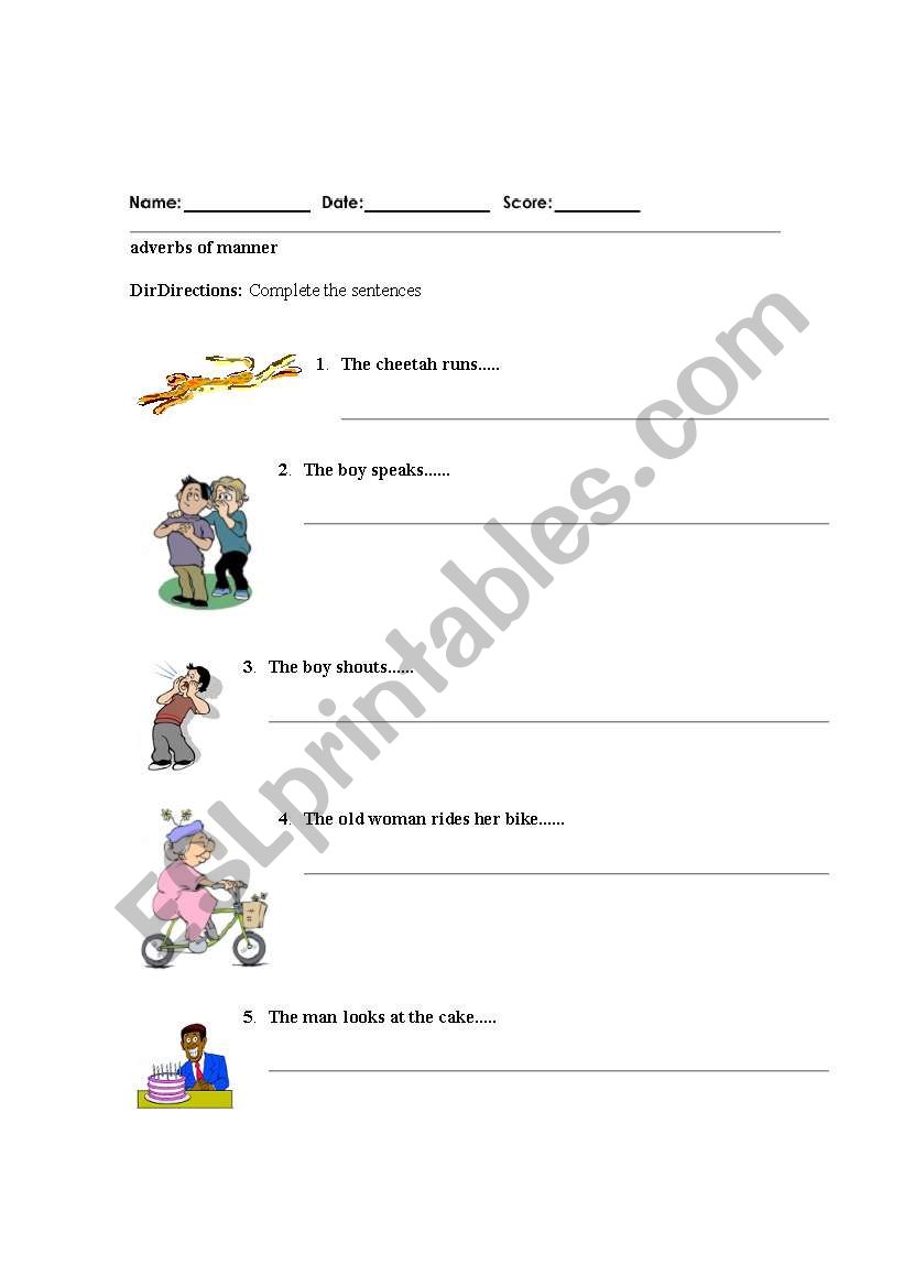 adverbs of manner worksheet