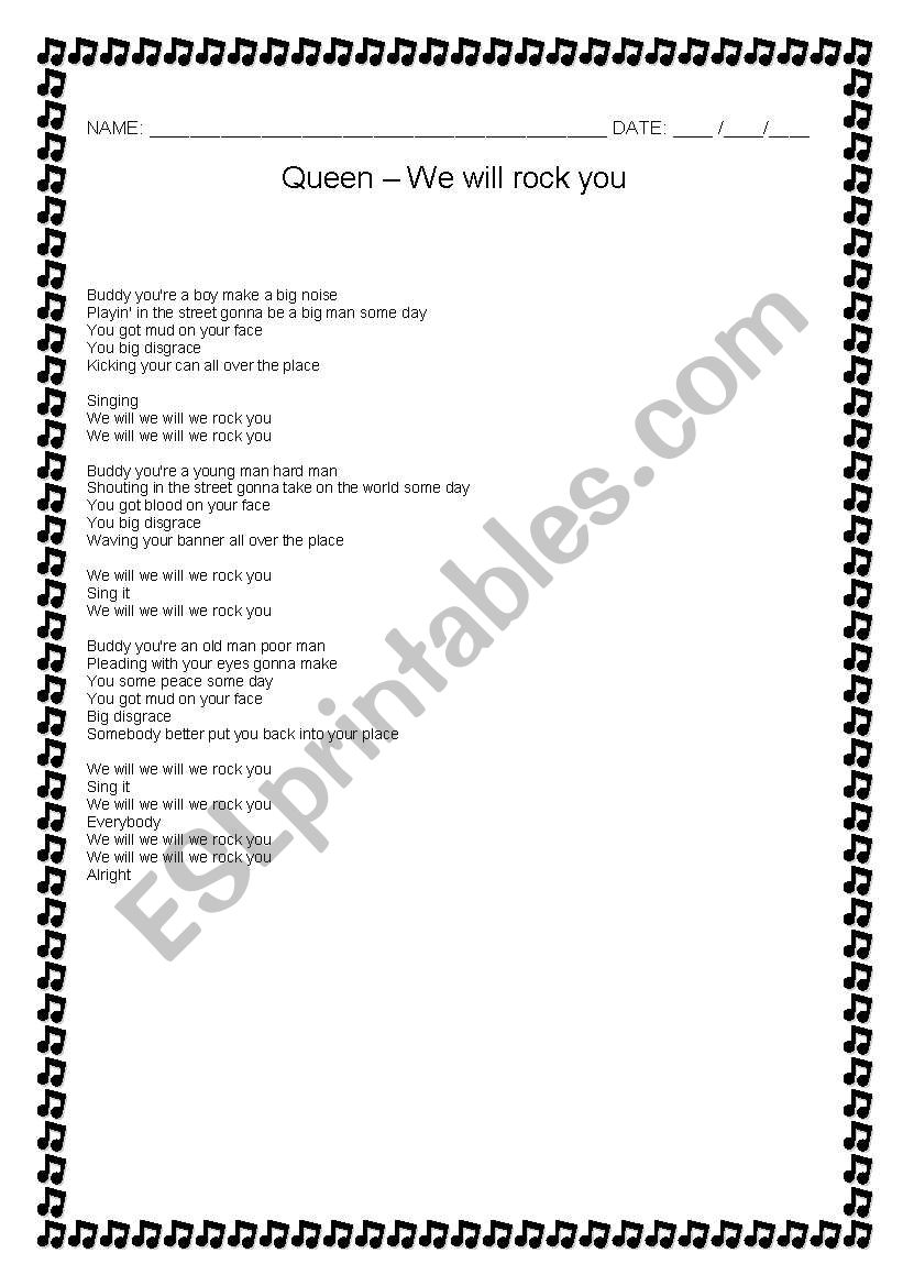 english-worksheets-we-will-rock-you