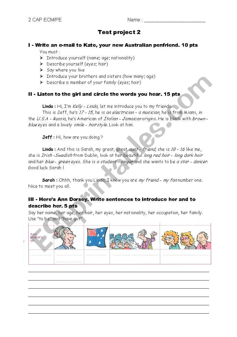 Introduce yourself test worksheet