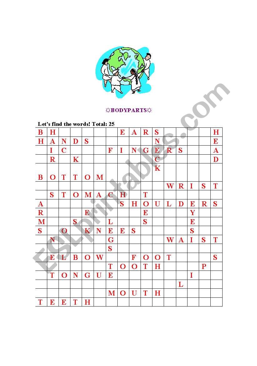 bodyparts worksheet