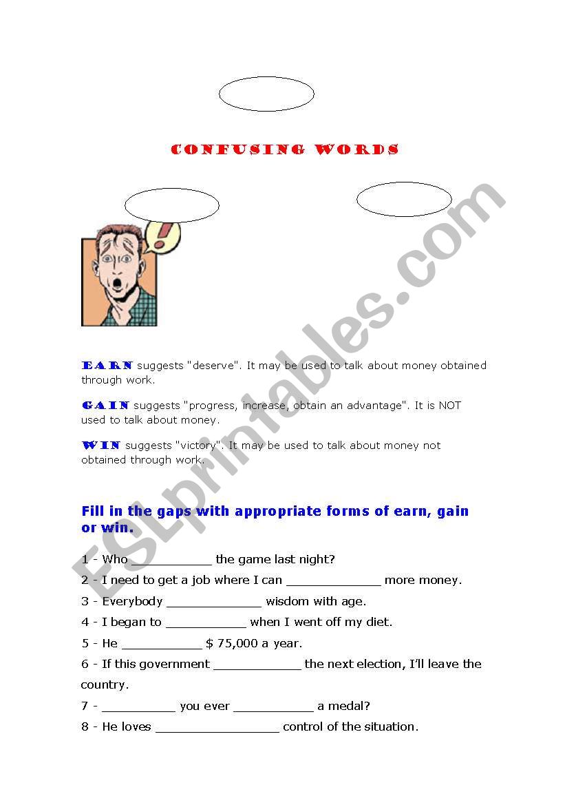 confusing words: earn, gain and win